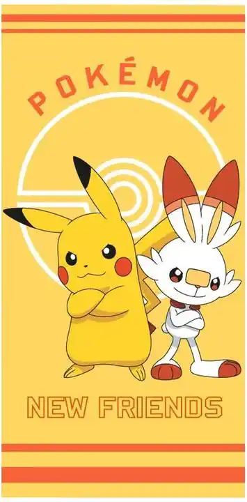 Carbotex Ręcznik kapielowy dla dzieci Pokemon Pikachu i Scorbunny 70x140cm