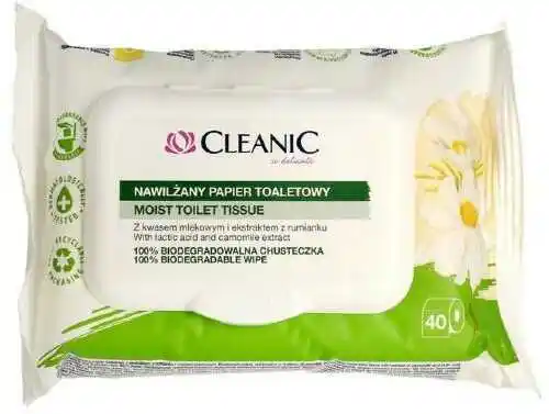 CLEANIC Nawilżany papier toaletowy 40szt