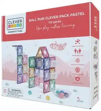 Cleverclixx Klocki magnetyczne Ball Run Clever Pack Pastel - 110 el.