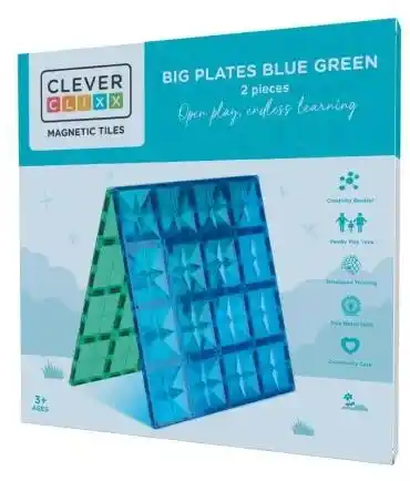 Cleverclixx Klocki magnetyczne Big Plates Blue Green - 2 el.