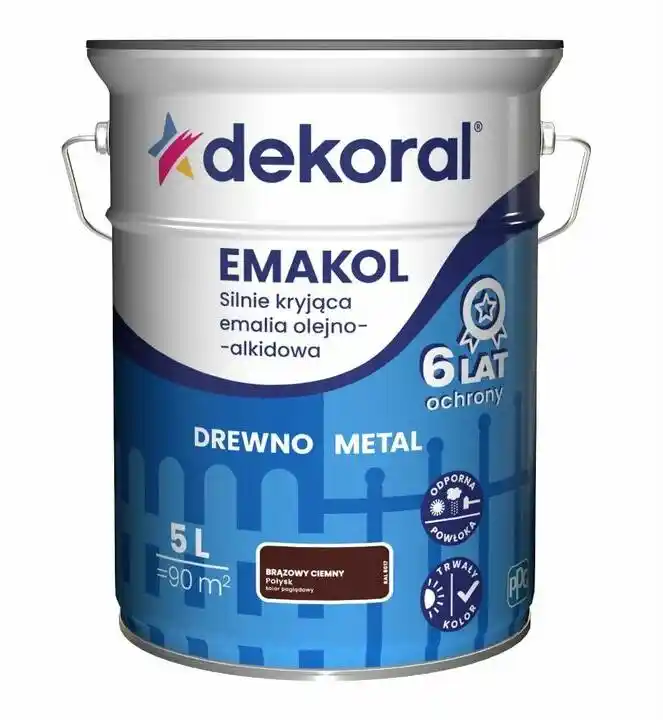 Dekoral Emalia EMAKOL Strong brązowy ciemny połysk 5L