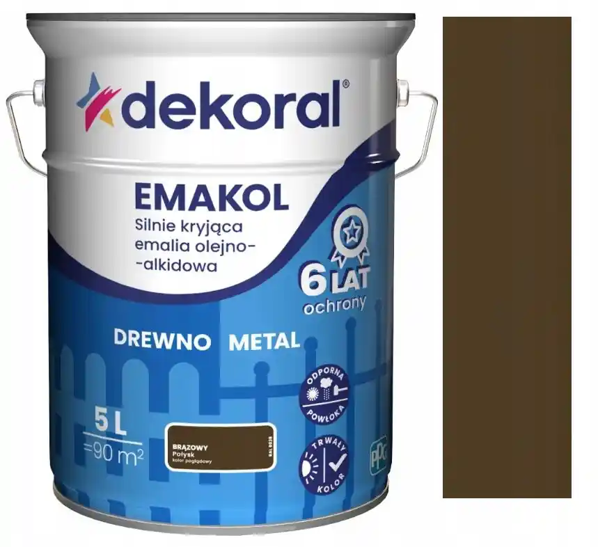 Dekoral Emalia EMAKOL Strong brązowy połysk 5L