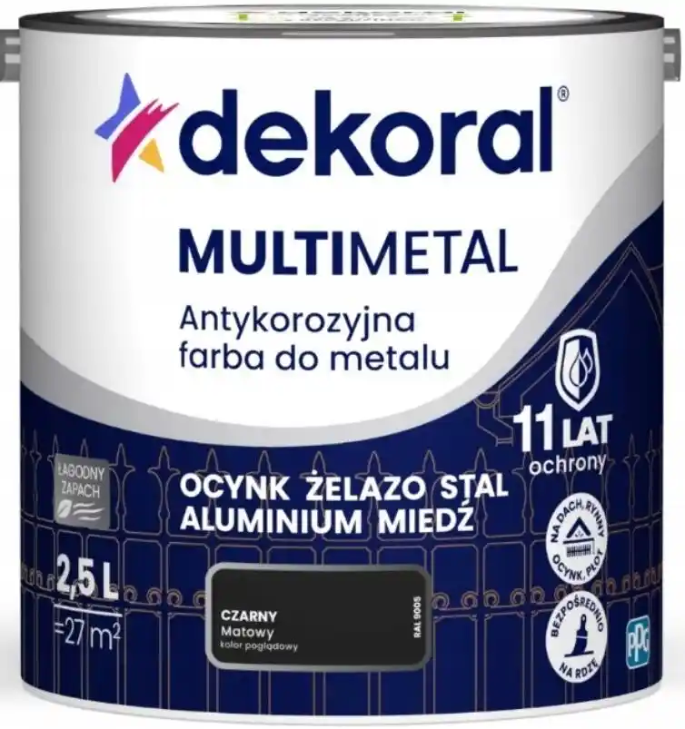 Dekoral Farba antykorozyjna MULTIMETAL czarny 2,5L