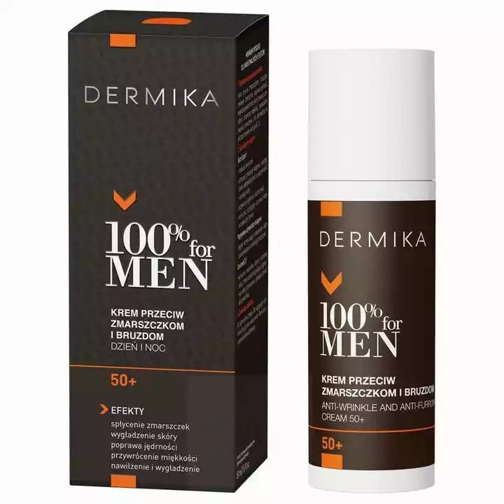 Dermika 100% for Men Krem 50 przeciw zmarszczkom i bruzdom na dzień i noc 50ml