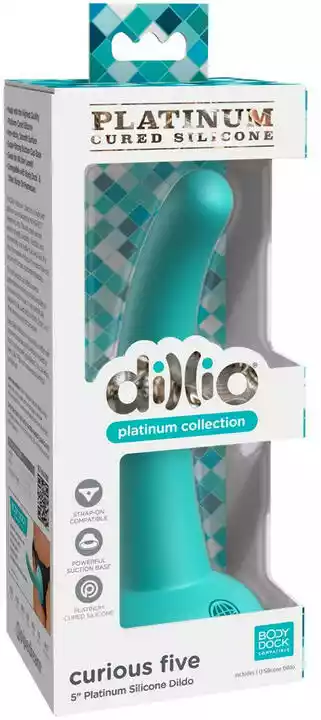 Dillio Curious Five - lepkie silikonowe dildo (15 cm) - turkusowe