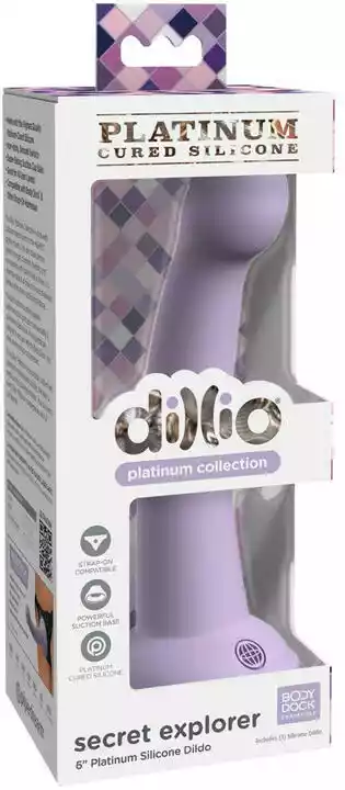 Dillio Secret Explorer - akrylowe dildo z zaciskiem (17 cm) - fioletowe