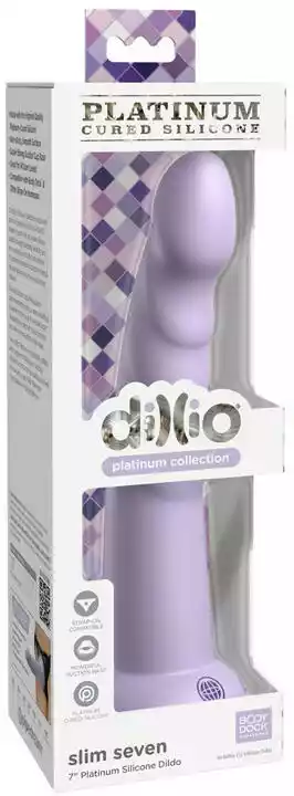 Dillio Slim Seven - dildo stymulujące żołądź z zaciskiem (20 cm) - fioletowy