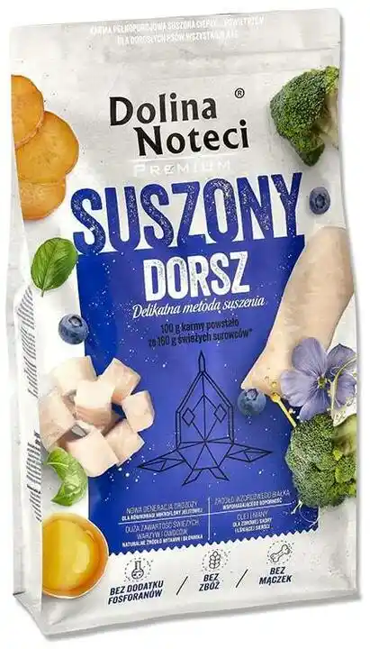 Dolina Noteci Premium Suszony dorsz 9kg - sucha pełnoporcjowa karma dla psów