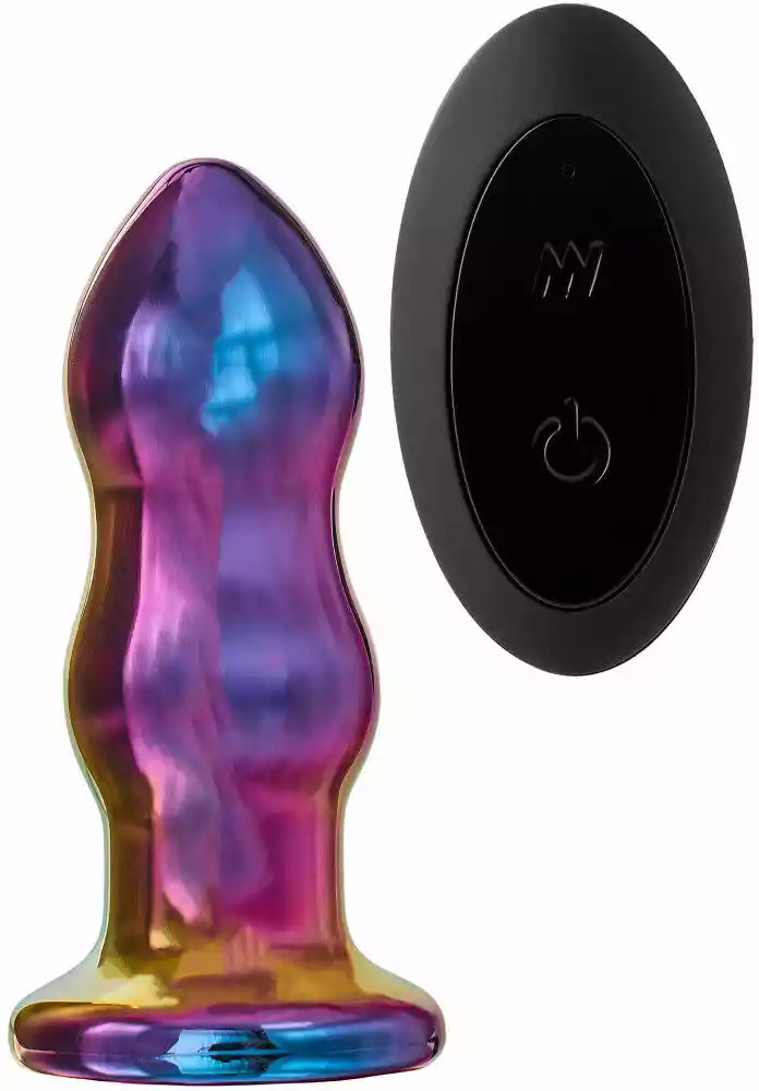 Dream Toys glamour glass remote vibe curved plug - Wibrujący korek analny z pilotem