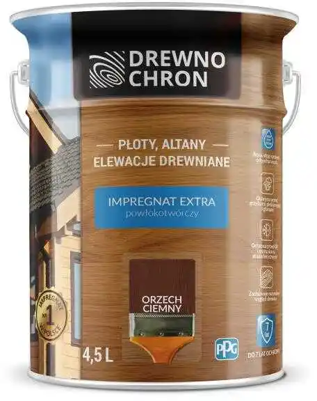 Drewnochron Impregnat Extra Powłokotwórczy Orzech Ciemny 4,5l