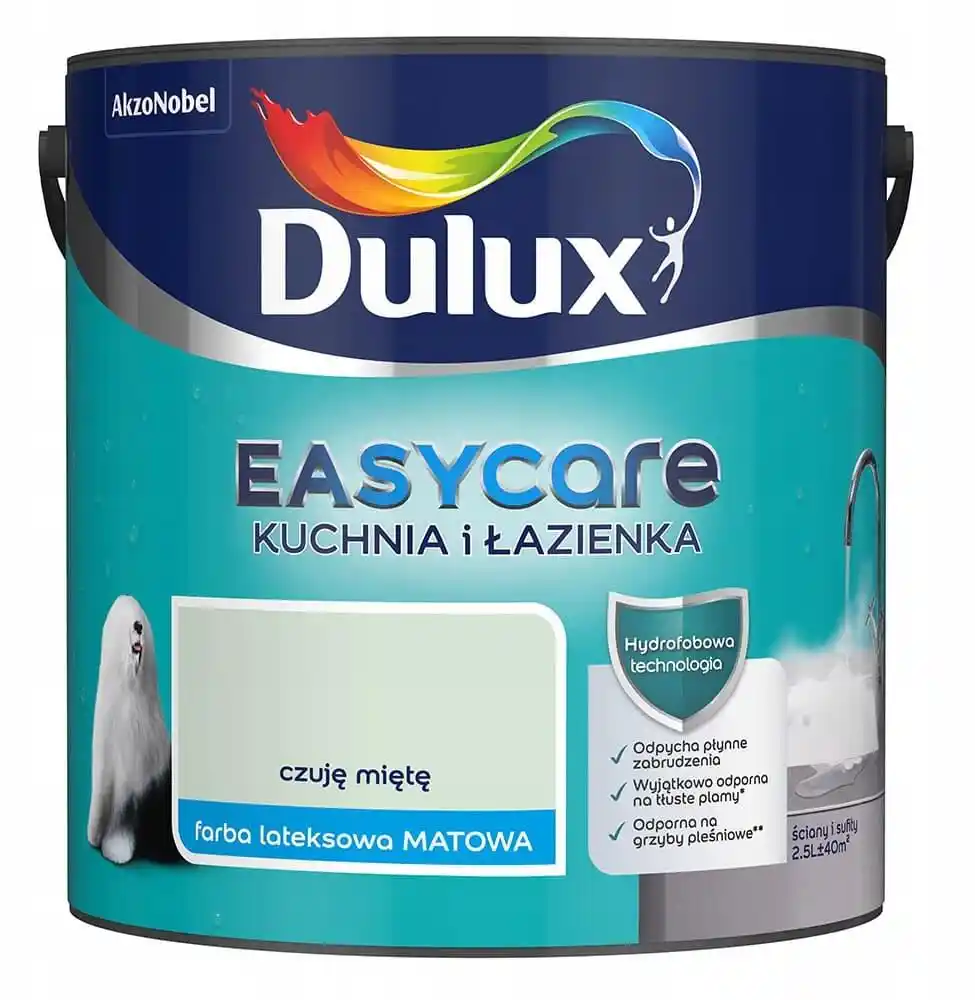 Dulux Easy Kuchnia Łazienka Czuję miętę 2,5L Mat Farba Do Ścian I Sufitów