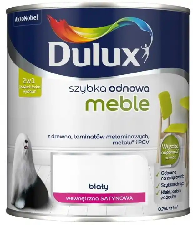 Dulux Farba Szybka Odnowa Meble 0,75l Biały