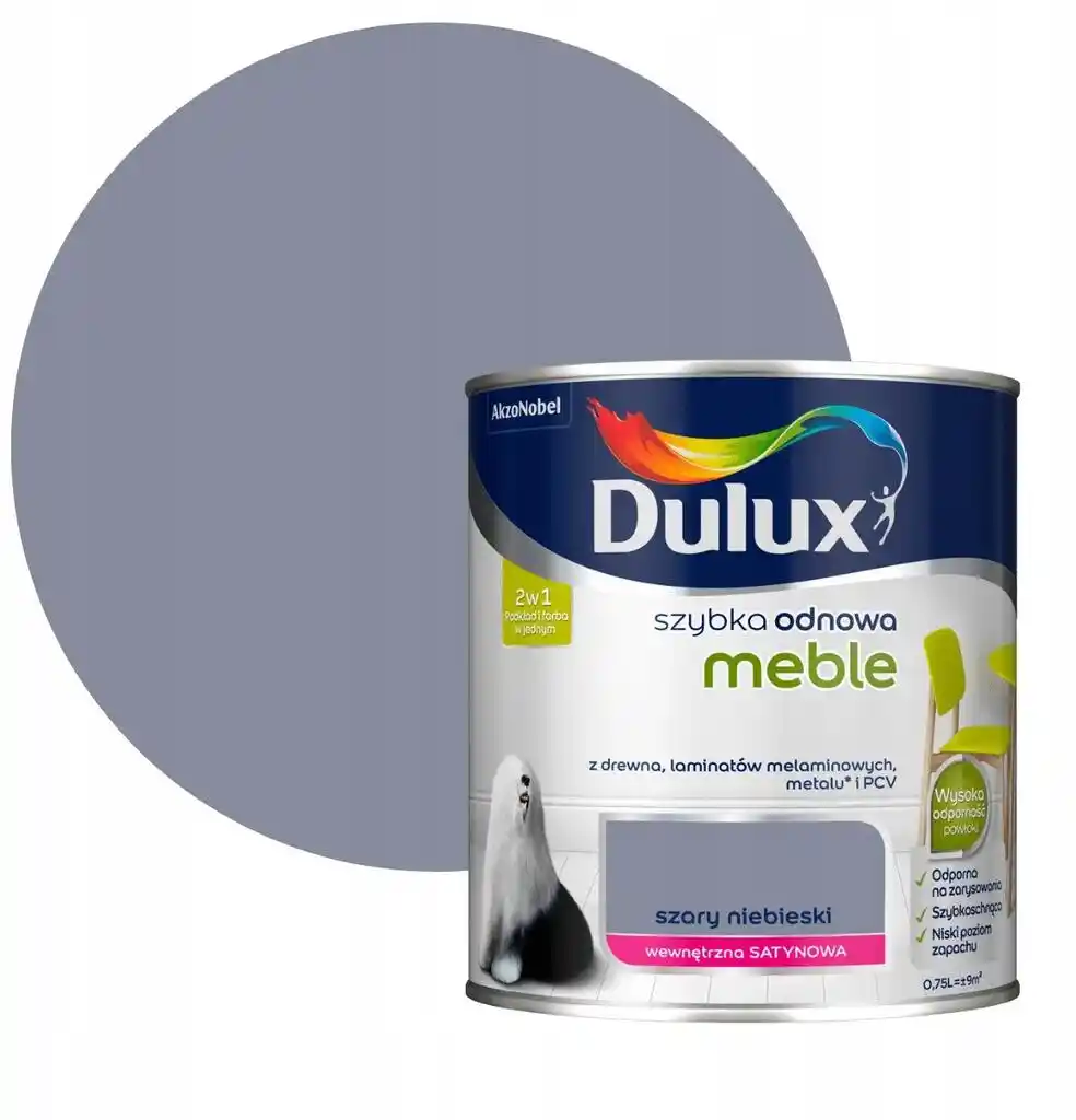 Dulux Farba Szybka Odnowa Meble 0,75l Szary niebieski