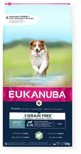 Eukanuba Grain Free Adult Small & Medium Breed, jagnięcina - 12 kg