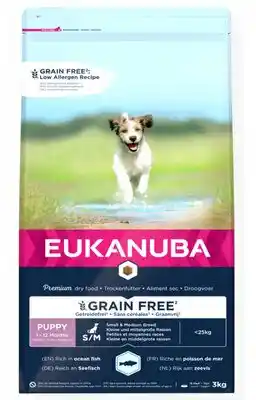 Eukanuba Grain Free Puppy Small/Medium Breed, z łososiem - 3 kg