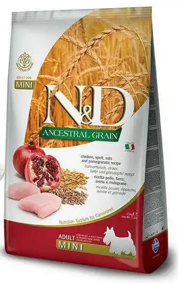 Farmina N&D Ancestral Grain canine CHICKEN & POMEGRANATE ADULT MINI 7kg