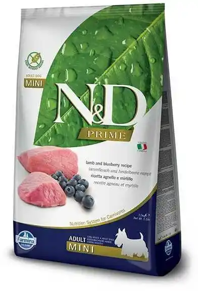 Farmina N&D Grain Free Mini Adult Lamb Blueberry Natural Delicious 7kg