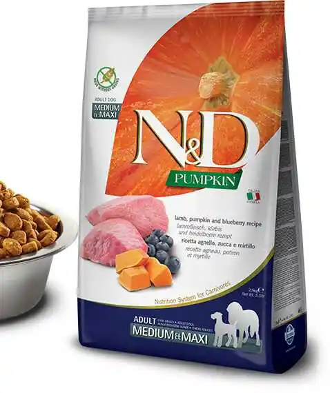 Farmina N&D Pumpkin Grain Free canine LAMB & BLUEBERRY ADULT MEDIUM & MAXI 12kg