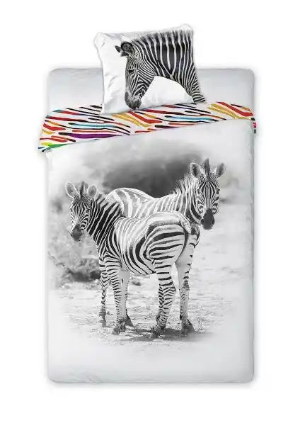 Faro Pościel bawełniana 140x200 Wild Zebra zebry biała czarna kolorowe paski 5680