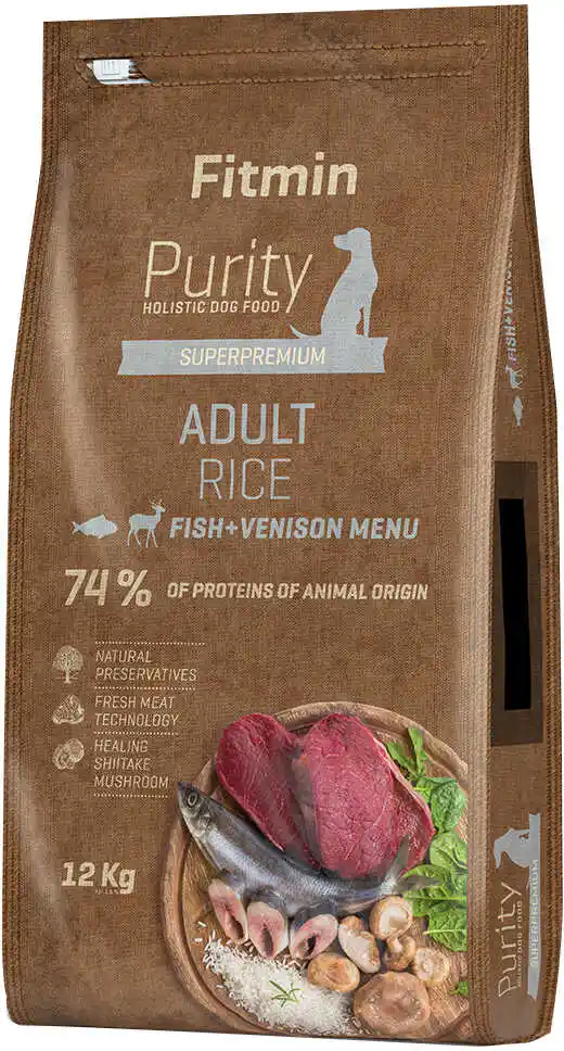 Fitmin Dog Purity Adult Rice, ryba z jeleniem - 12 kg