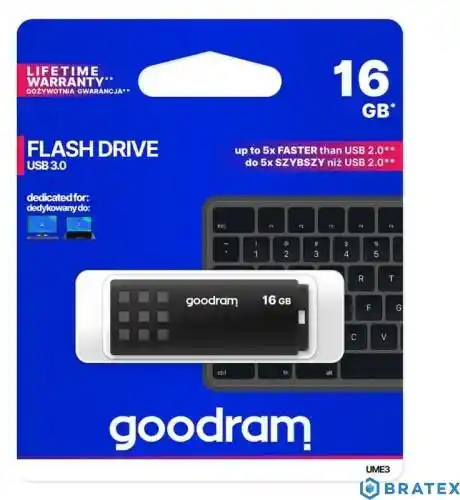 Goodram Pamięć USB UME3 Czarny 16 GB 1 Sztuk