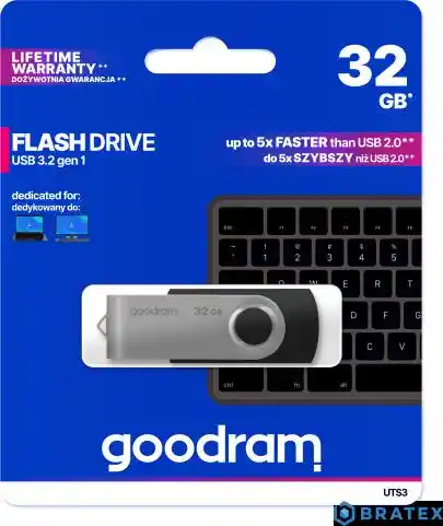 Goodram Pamięć USB UTS3-0320K0R11 USB 3.1 Czarny 32 GB 1 Sztuk