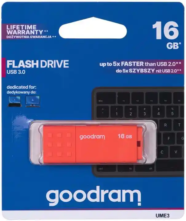 Goodram Pendrive UME3 16GB USB 3.0 Pomarańczowy