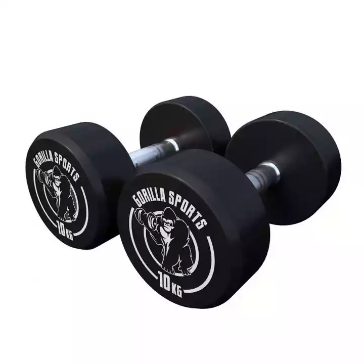 Gorilla Sports 2 x 10 kg Hantla Stała Profesjonalna żeliwo pokryte gumą