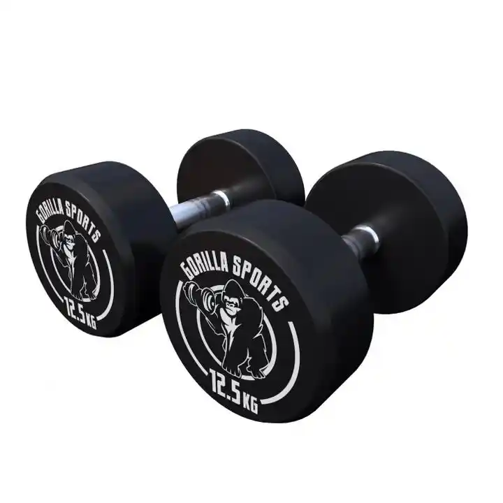 Gorilla Sports 2 x 12.5 kg Hantla Stała Profesjonalna żeliwo pokryte gumą