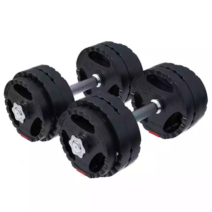 Gorilla Sports 2x 15kg hantle GRIP winylowe, bitumiczne, regulowane 30mm