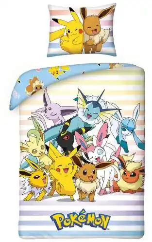 Halantex Pościel bawełniana 160x200 Pokemony żółta niebieska Kids 13