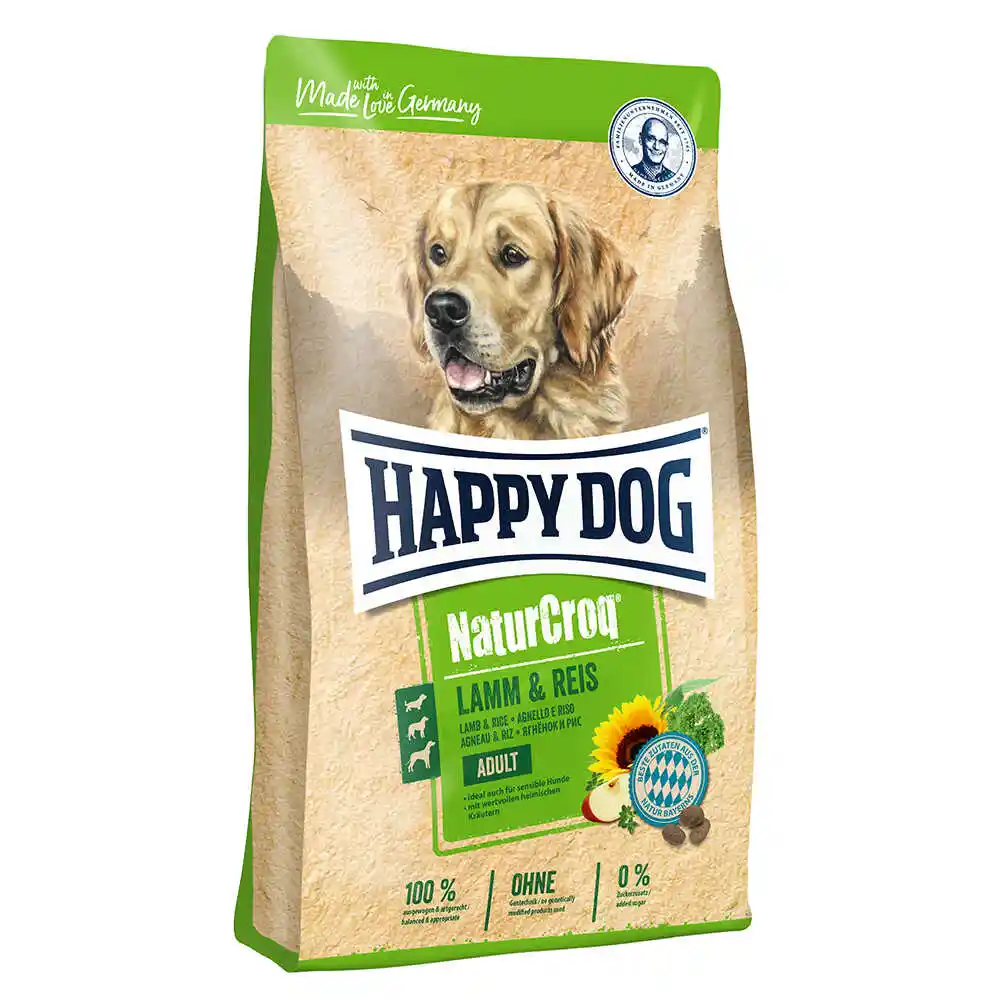 Happy Dog 60526 Sucha Karma dla Psów z Jagnięciną i Ryżem, 15 kg