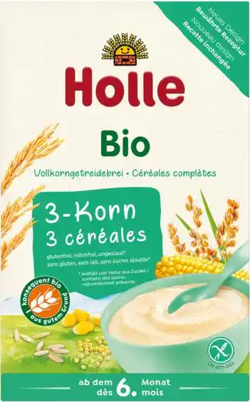 Holle Kaszka Pełnoziarnista 3 Zboża Bez Dodatku Cukrów Bezglutenowa Od 6 Miesiąca Bio 250g