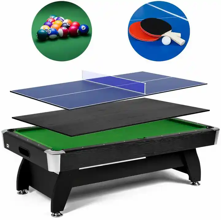 Hop-sport Stół bilardowy spływowy Vip Extra 7 FT czarno zielony z nakładką ping-pong blat