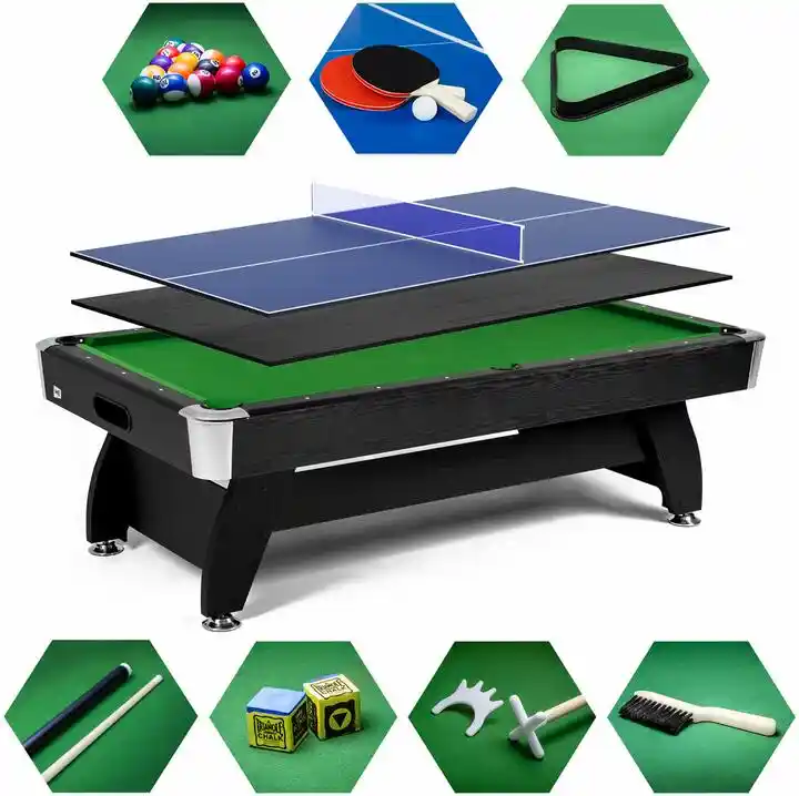 Hop-sport Stół bilardowy spływowy Vip Extra 9 FT czarno zielony z nakładką ping-pong blat