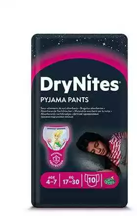 Huggies Drynites Girls 4-7 lat (13-30kg) pieluchomajtki na noc 10szt.