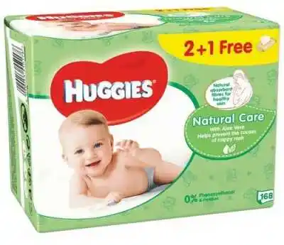 HUGGIES Natural Care Chusteczki nawilżane 3x56szt