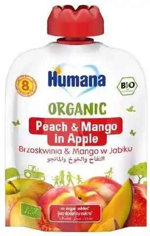 HUMANA 100 procent Organic Mus Brzoskwinia-Mango w Jabłku 90g