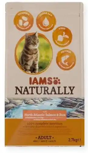 Iams Naturally Cat Adult łosoś - 2,7 kg karma sucha