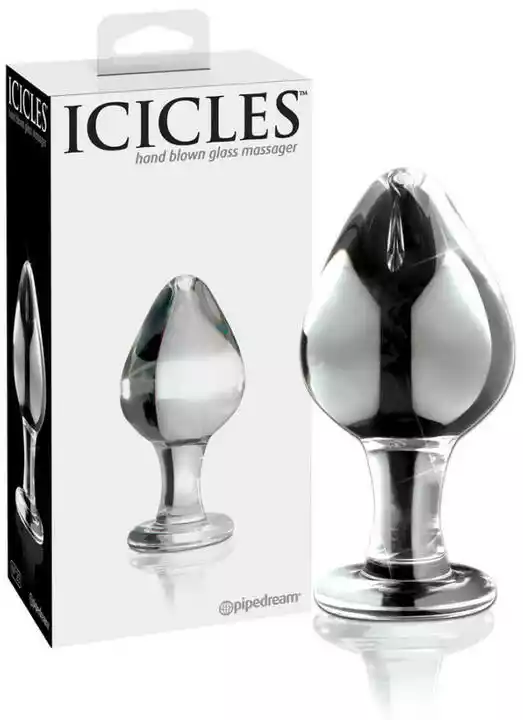 Icicles No. 25 - stożkowe, szklane dildo analne (półprzezroczyste)