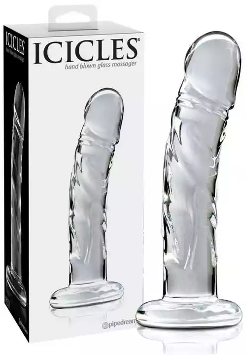 Icicles No. 62 - szklane dildo z penisem (półprzezroczyste)