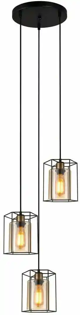 Italux Lampa loft wisząca KALULA PND-78901-3A-BK+AMB