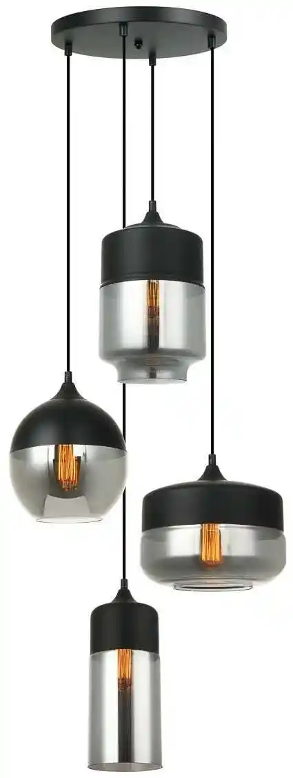 Italux Lampa wisząca nowoczesna MOLINA MDM-4364/4 BK+SG