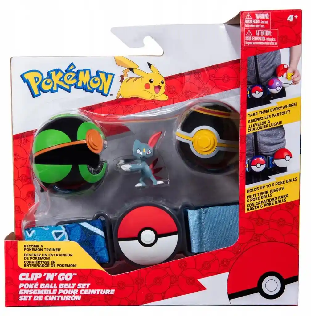 Jazwares Pokemon Clip N Go: Pas Trenera 2x Pokeball Figurka Pikachu