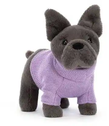 Jellycat Piesek Buldog Francuski w Sweterku Fioletowym 19 cm