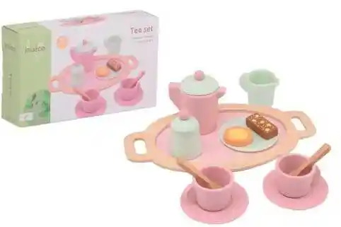 Joueco Drewniany zestaw do herbaty Tea set pink