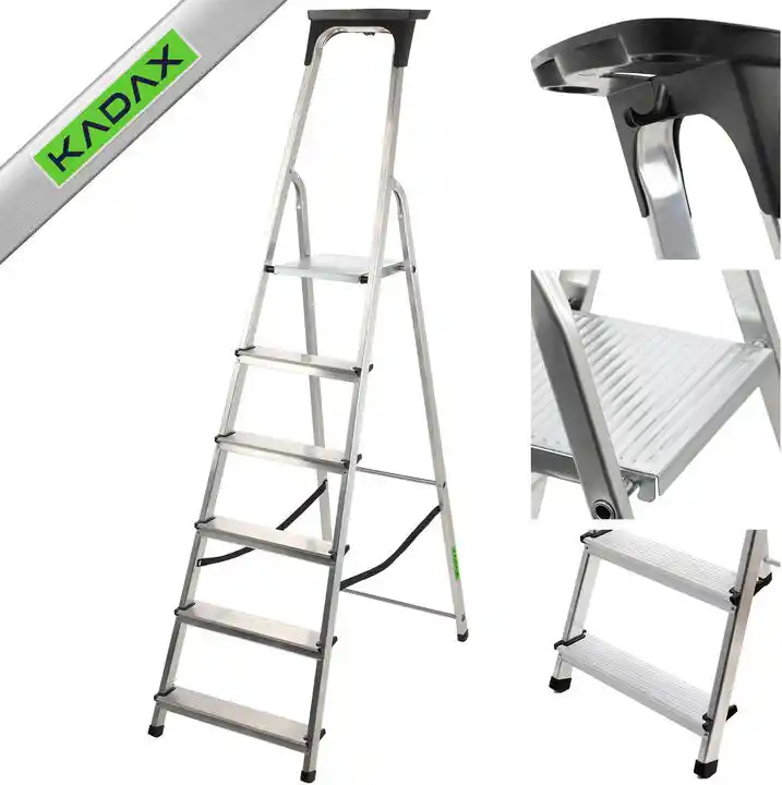 Kadax Drabina aluminiowa z podestem, 6 stopni, 125 kg