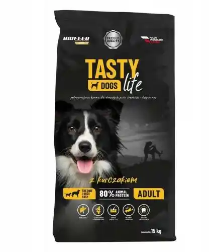 Karma dla psa Tasty Dogs Life z kurczakiem 15 kg (średnie i duże rasy)