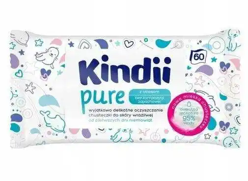 Kindii chusteczki nawilżane dla niemowląt PURE 60szt