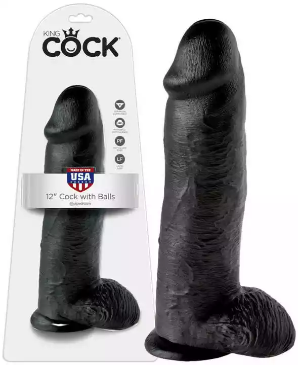 King Cock 12 jąder duże dildo (30 cm) - czarny